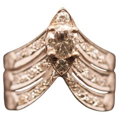 Estate 14K White Gold Diamond Ring Triple Band - VHK#356A