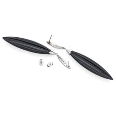 Estate 14K White Gold Onyx and Diamond Dangle Earrings