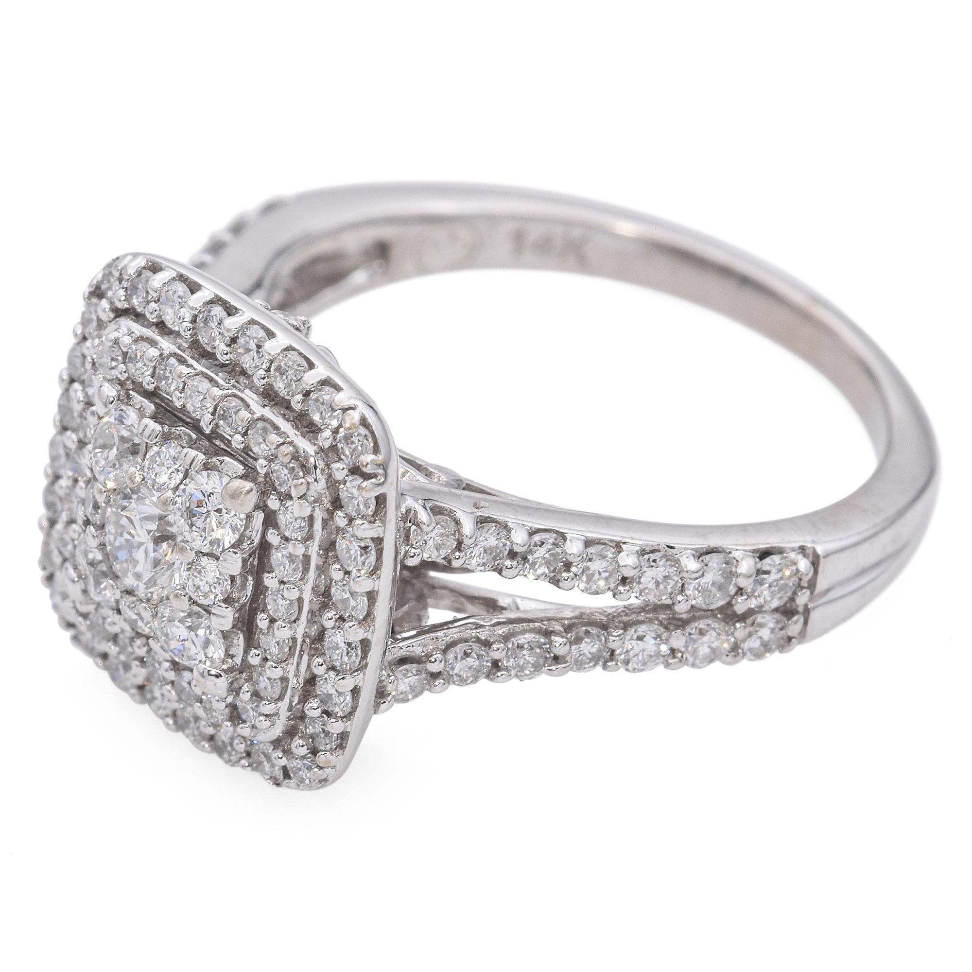 Anello Estate in oro bianco 14k con doppio diamante a raggiera In condizioni buone in vendita a New York, NY