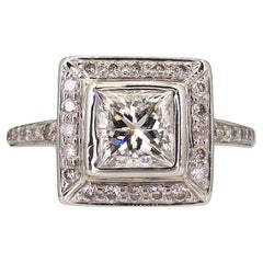 Estate 14k White Gold Princess 1.33ct Diamond Halo Engagement Ring 5.1g i12501