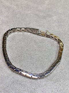 Estate 14K White Gold Princess Cut Diamond Narrow Line Tennis Bracelet 5.25ct 7”