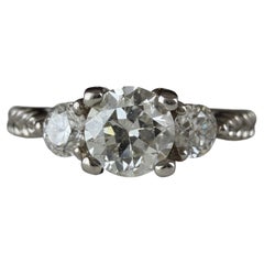 Estate 14K White Gold Three-Stone Diamond Ring