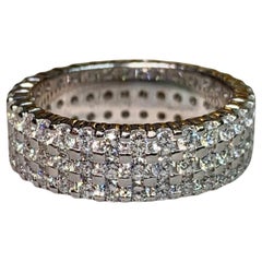 Estate 14K White Gold Triple Row Diamond Eternity Band 2.80ctw Sz 6.75