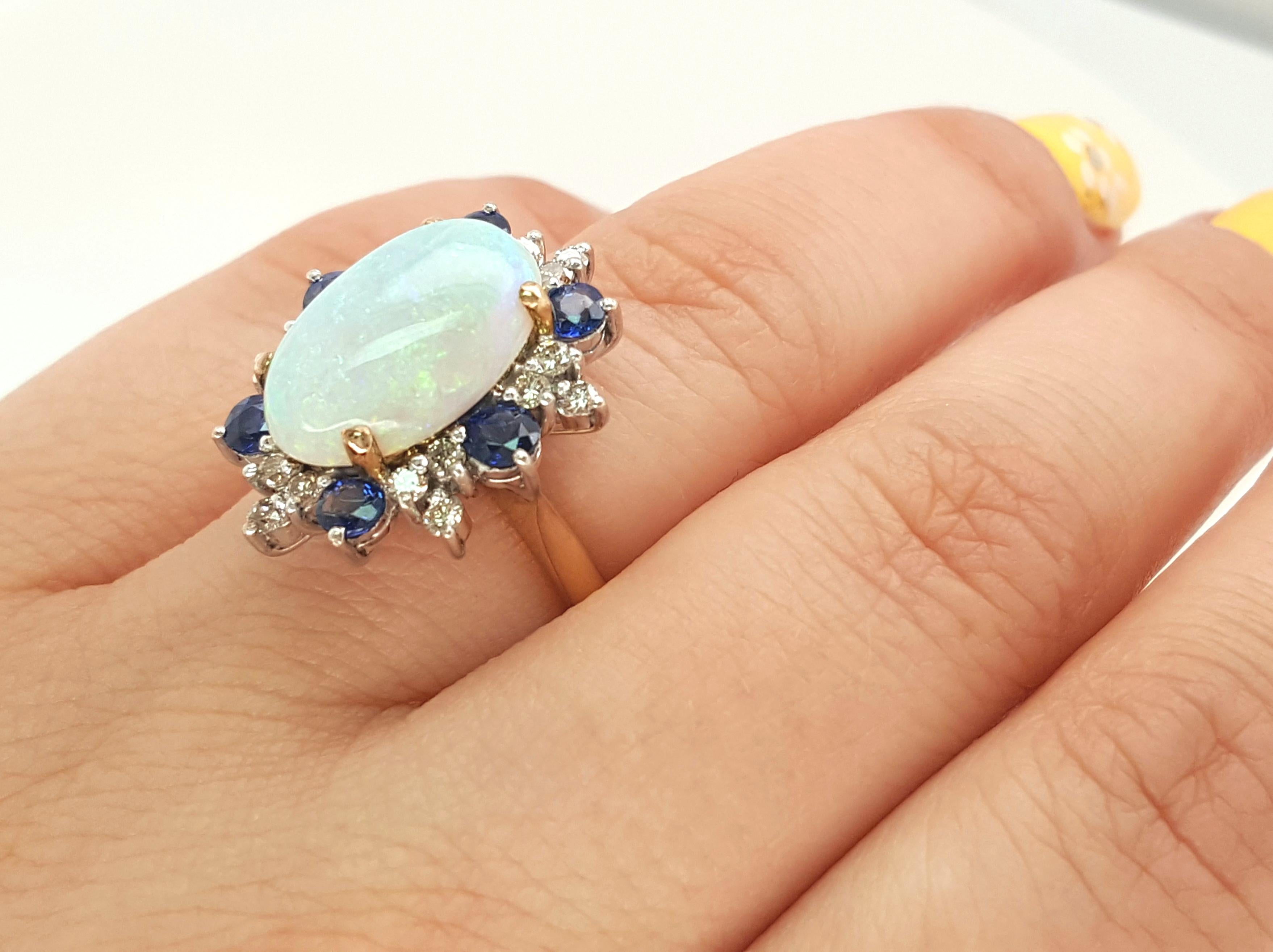 opal diamond and sapphire ring