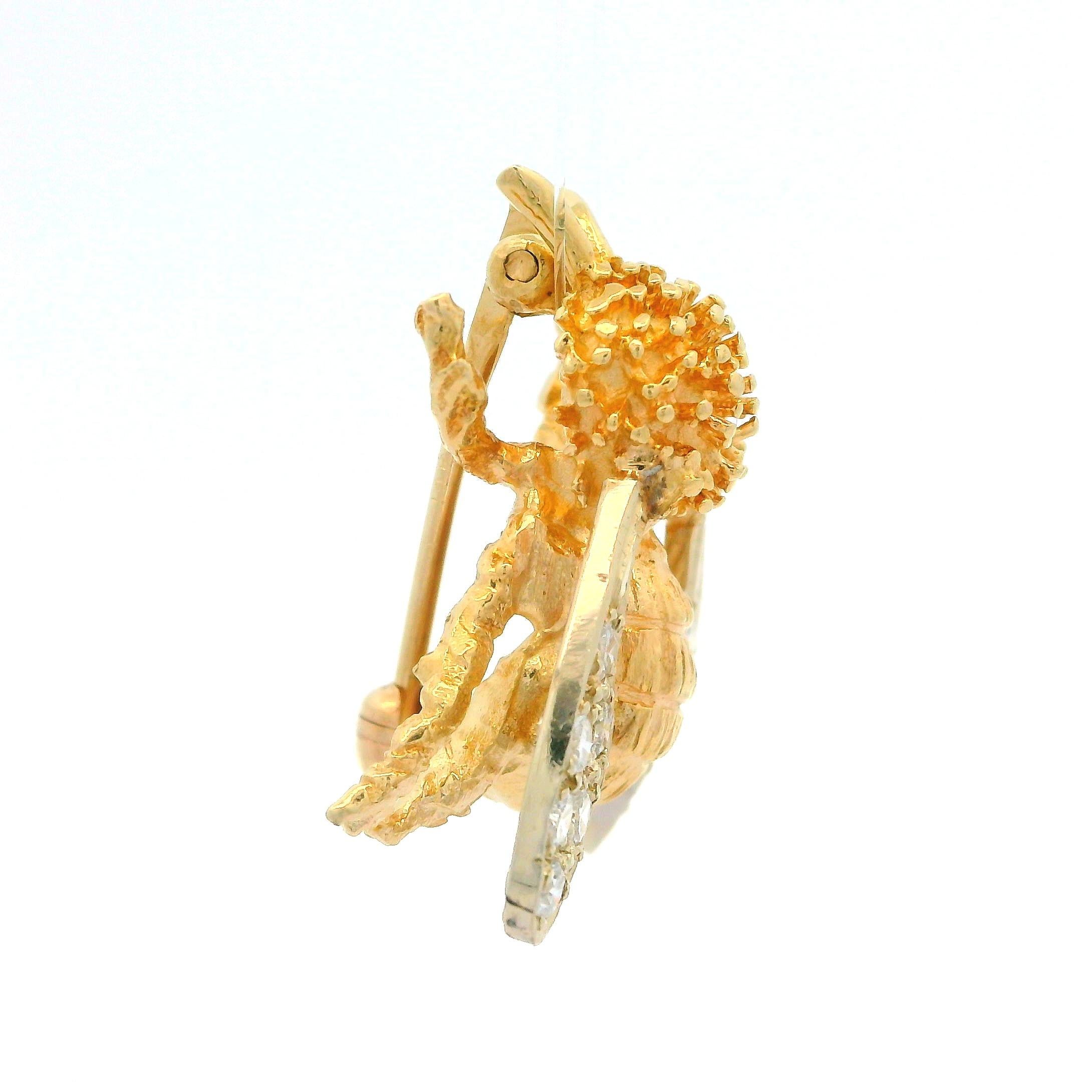 Spilla Estate in oro giallo 14k con diamante dettagliato da 0,20 ct. in vendita 1