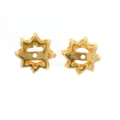 Estate 14k Yellow Gold 0.35ctw Fiery Diamond Halo Stud Earring Jackets