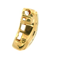 Estate 14k Yellow Gold 0.40ctw Baguette Diamond Ribbon Slide Pendant