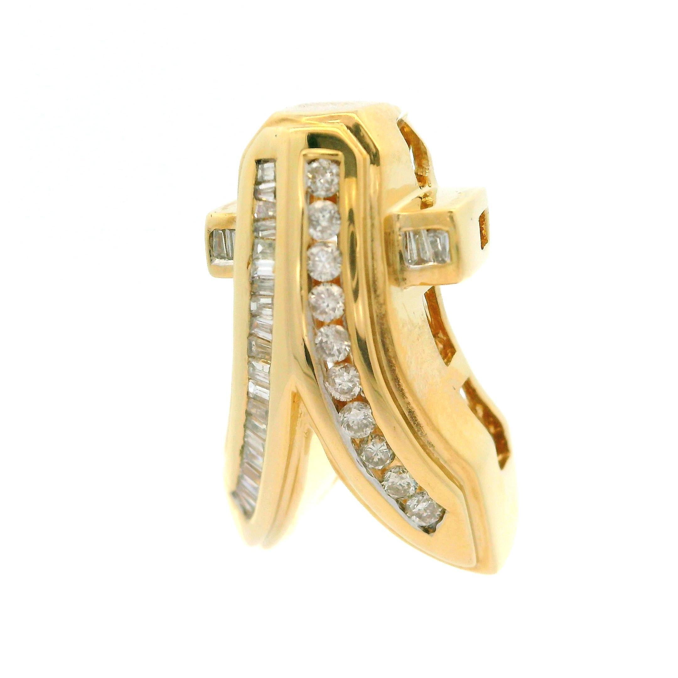 Estate 14k Gelbgold 0,40ctw Baguette Diamant Band Slide Anhänger im Zustand „Hervorragend“ im Angebot in Montclair, NJ