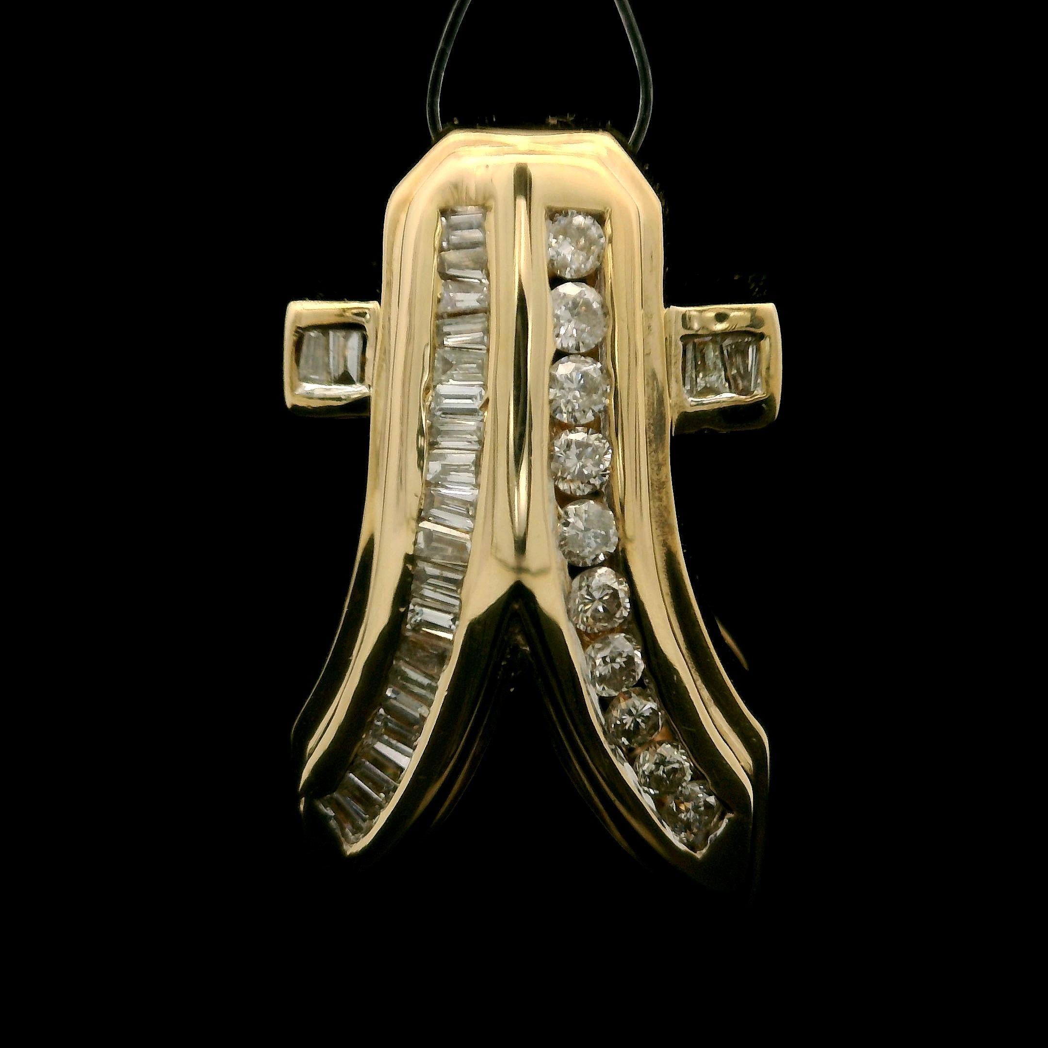 Estate 14k Gelbgold 0,40ctw Baguette Diamant Band Slide Anhänger im Angebot 1