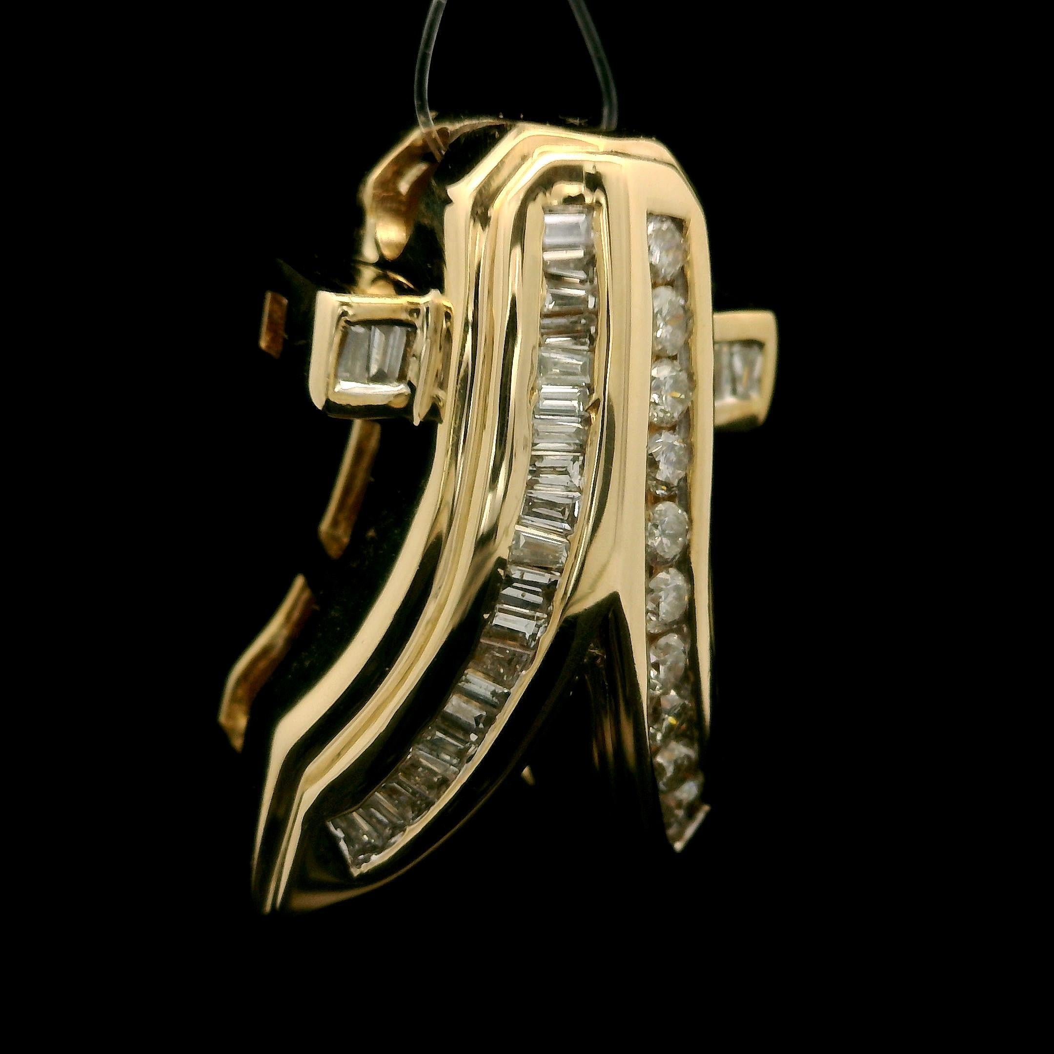 Estate 14k Gelbgold 0,40ctw Baguette Diamant Band Slide Anhänger im Angebot 2