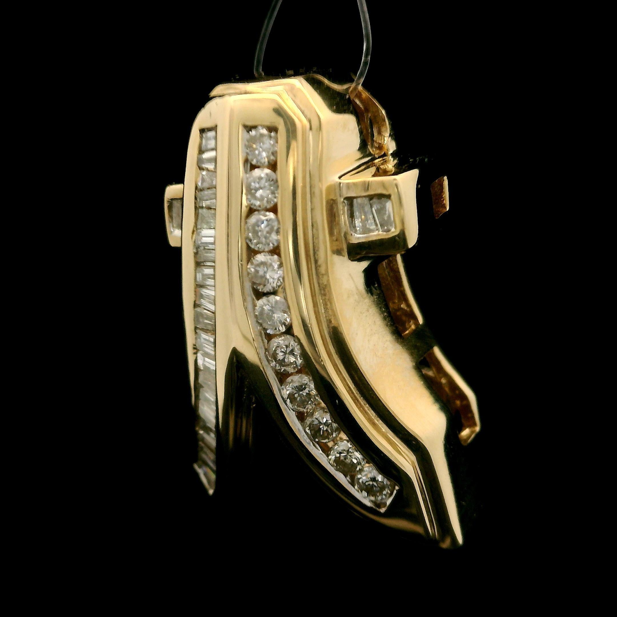 Estate 14k Gelbgold 0,40ctw Baguette Diamant Band Slide Anhänger im Angebot 3