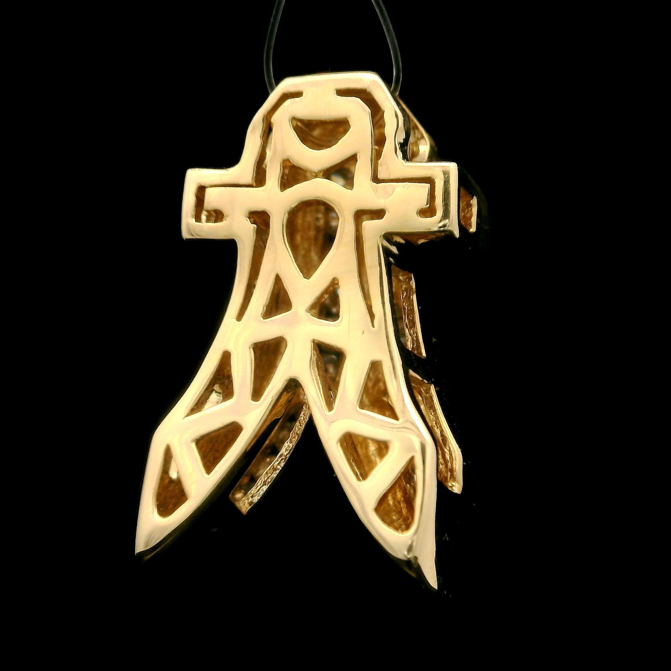 Estate 14k Gelbgold 0,40ctw Baguette Diamant Band Slide Anhänger im Angebot 4