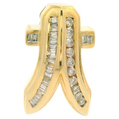Estate 14k Gelbgold 0,40ctw Baguette Diamant Band Slide Anhänger