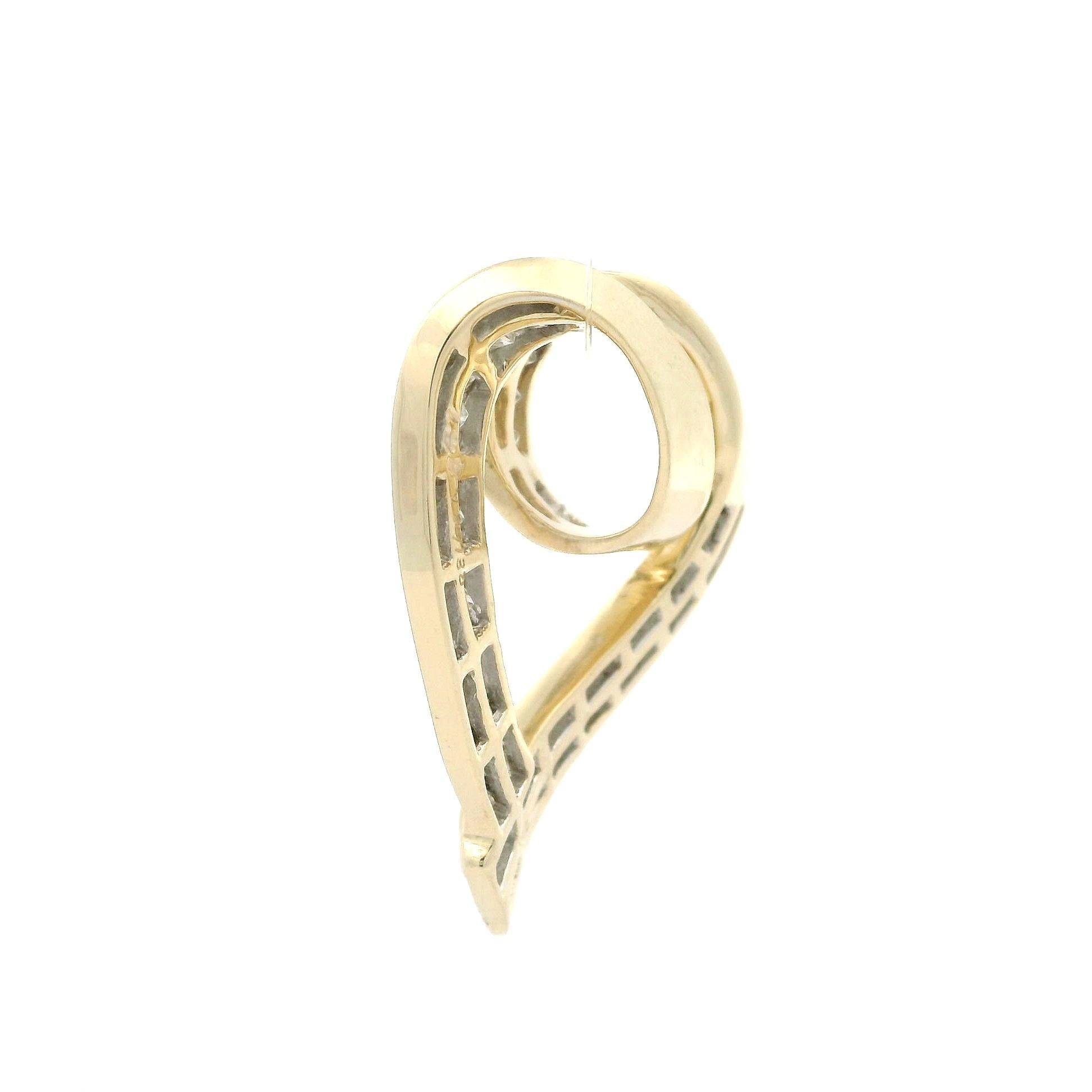 Estate 14k Yellow Gold 2ctw Fiery Diamond Large Open Heart Slide Pendant For Sale 5