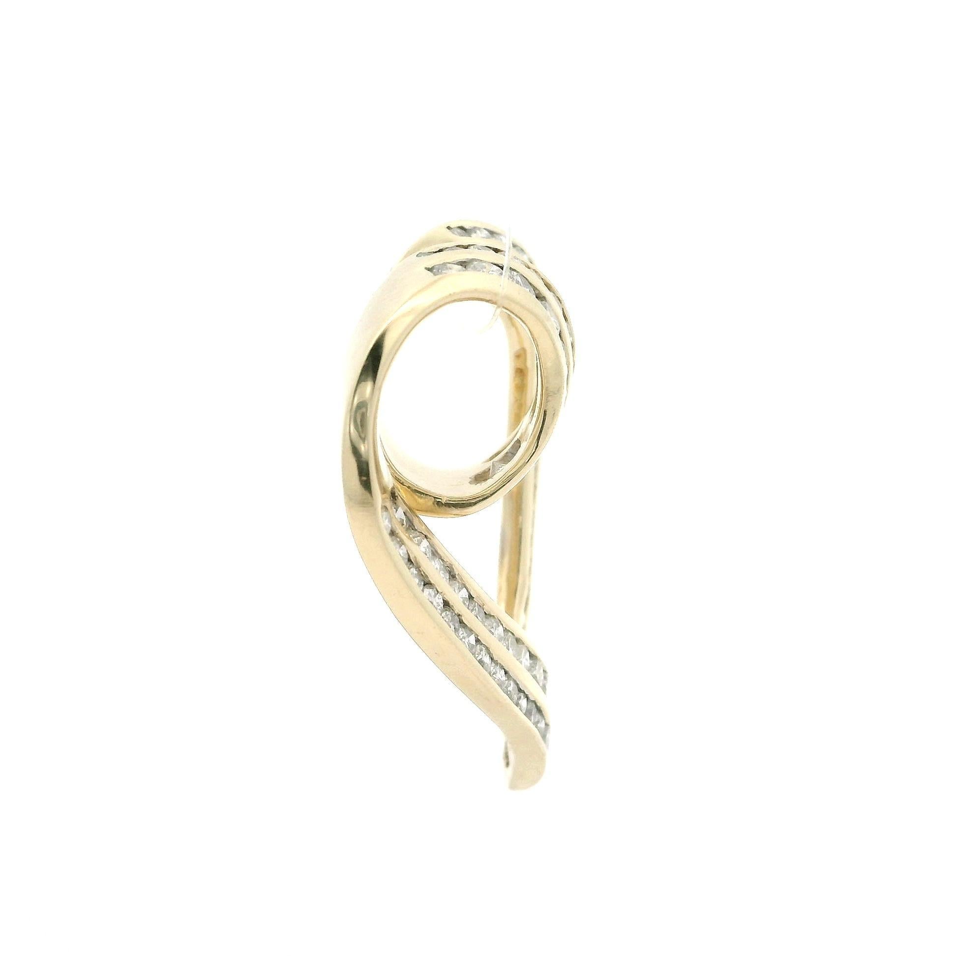 Estate 14k Yellow Gold 2ctw Fiery Diamond Large Open Heart Slide Pendant For Sale 3