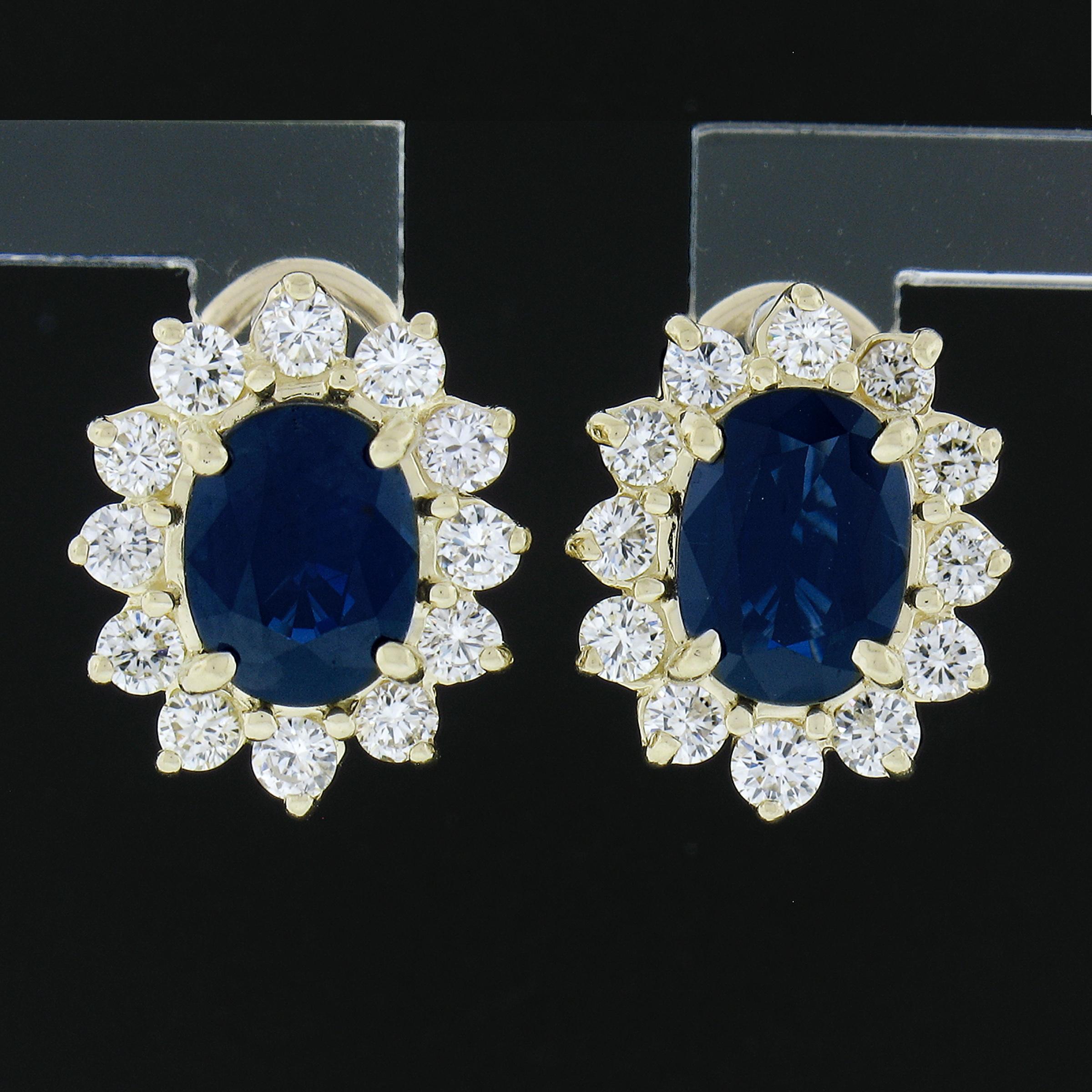 --Stone(s):--
(2) Natural Genuine Sapphires - Oval Brilliant Cut - Prong Set - Royal Blue Color - 8.3 - 8.6 x 6.3mm 3.20ctw (approx.)
(24) Natural Genuine Diamonds - Round Brilliant Cut - Prong Set - J/K Color - VS2-SI2 Clarity - 1.20ctw