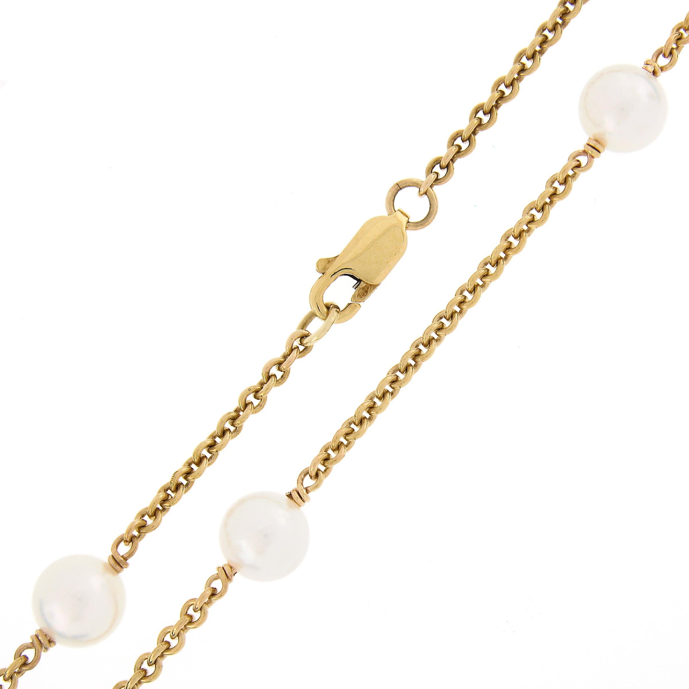 Estate 14k Yellow Gold 7.5mm White Pearl By The Yard 23.5