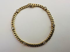 Estate 14K Yellow Gold and Diamond Cuban Link Bracelet