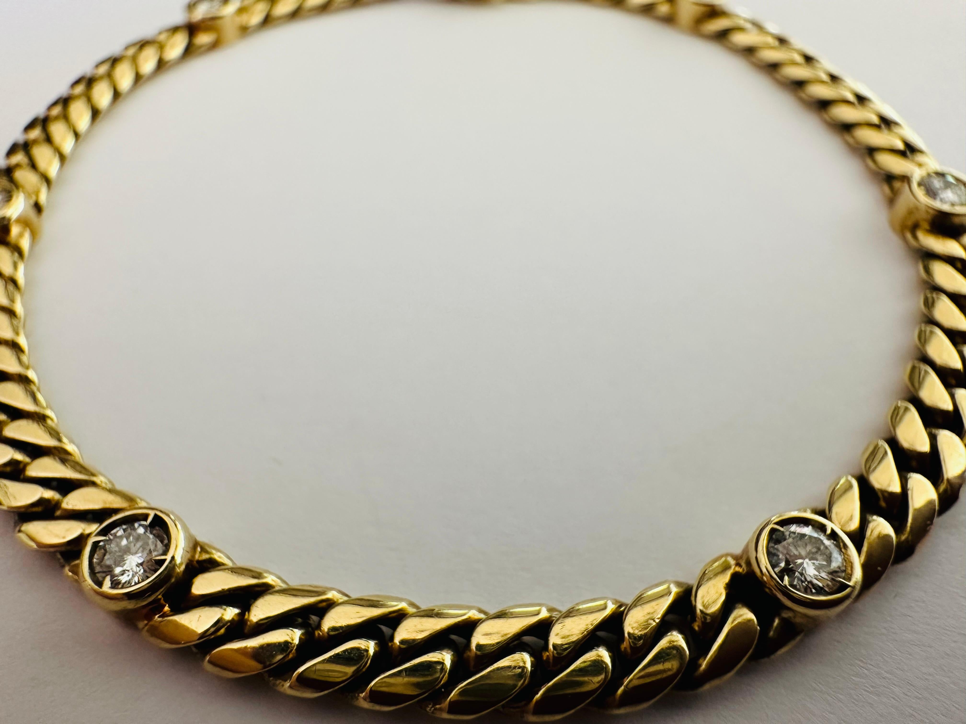 Estate 14K Yellow Gold and Diamond Cuban Link Bracelet In Good Condition For Sale In Denver, CO