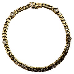 Estate 14K Yellow Gold and Diamond Cuban Link Bracelet