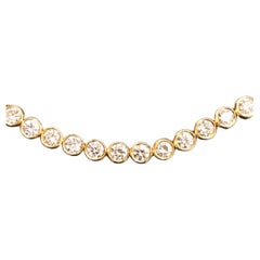 Estate 14k Yellow Gold Bezel Set Diamond Line Bracelet 5.85cttw 7”