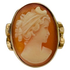 Estate 14K Gelbgold geschnitzt Lady Shell Cameo Ring