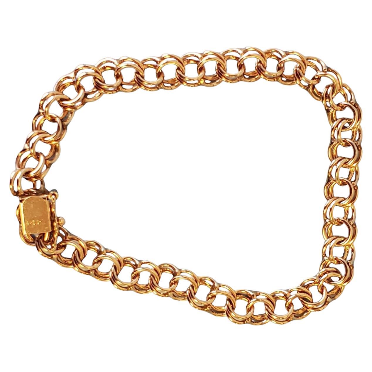 Estate 14k Yellow Gold Circle Link Bracelet 7" Bracelet For Sale