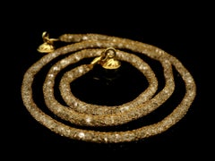 Estate 14k Yellow Gold Cubic Zirconia Mesh Statement Necklace w/ Magnetic Clasp