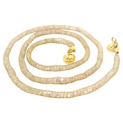 Estate 14k Yellow Gold Cubic Zirconia Mesh Statement Necklace w/ Magnetic Clasp