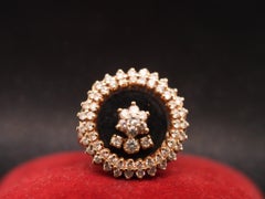 Estate 14K Yellow Gold Diamond Spinner Onyx Ring - VHK#296a