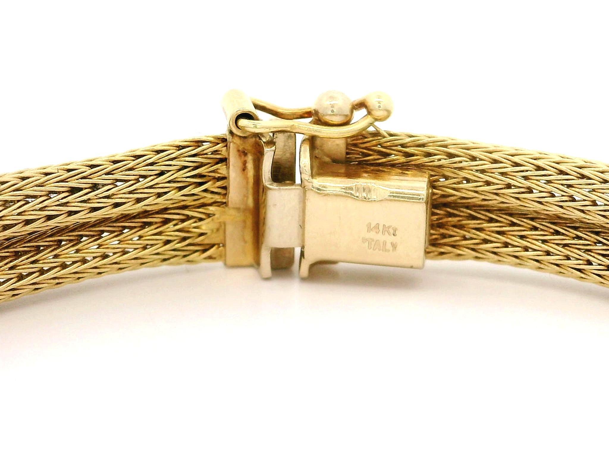 Estate 14k Yellow Gold Dual Wheat Link Tube w/ Polished Stations Bracelet Excellent état - En vente à Montclair, NJ