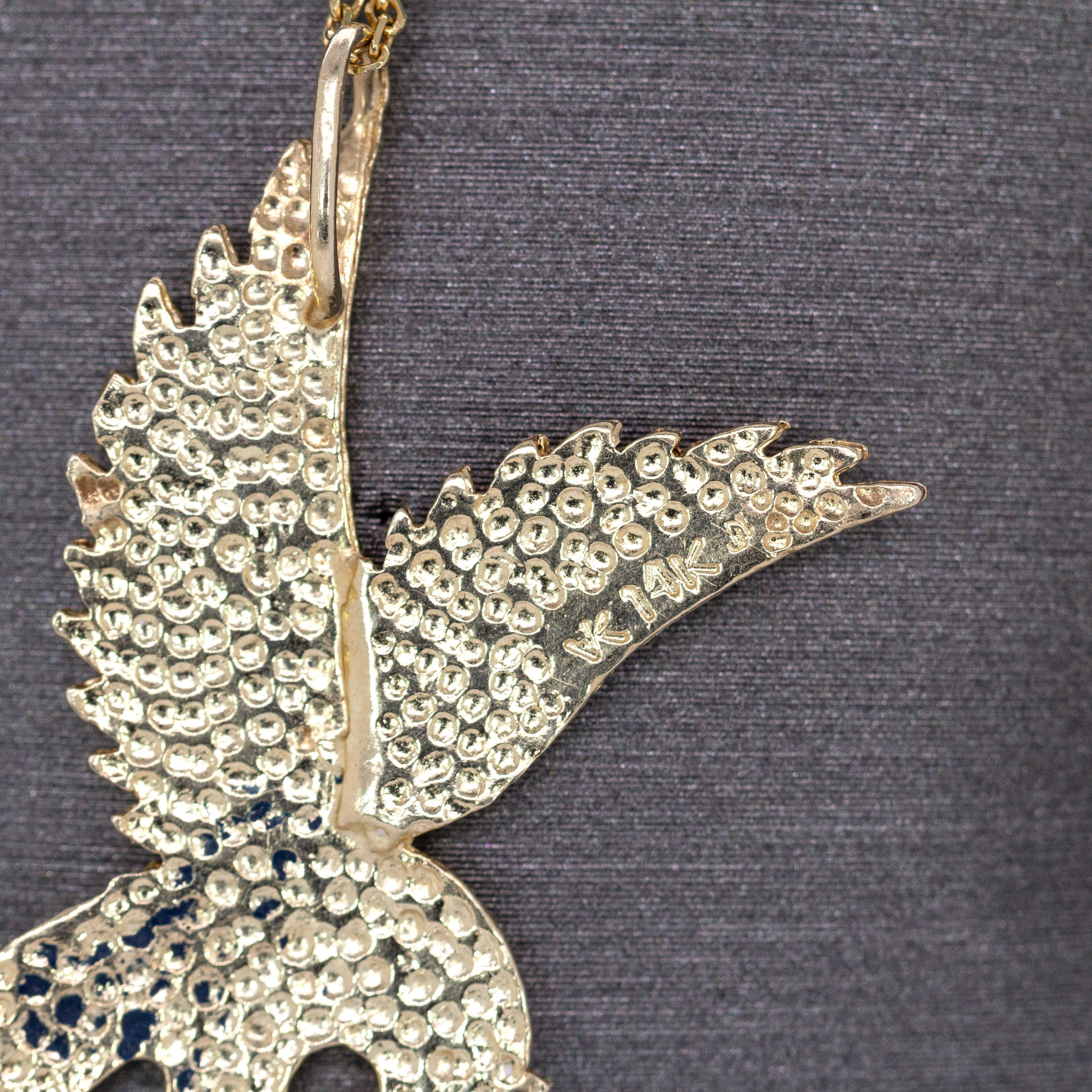Women's Estate 14K Yellow Gold Eagle Pendant  30x17mm For Sale