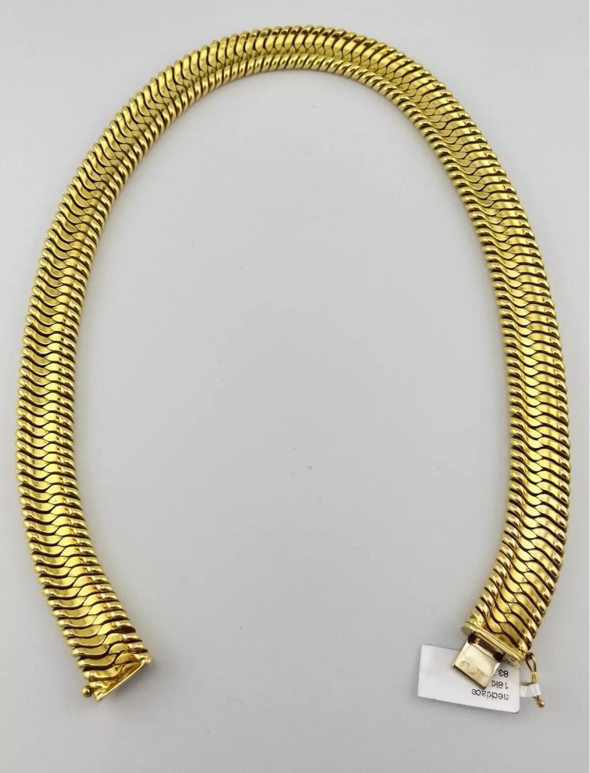 Estate 14k Yellow Gold Italian Flexible Choker Necklace For Sale 6