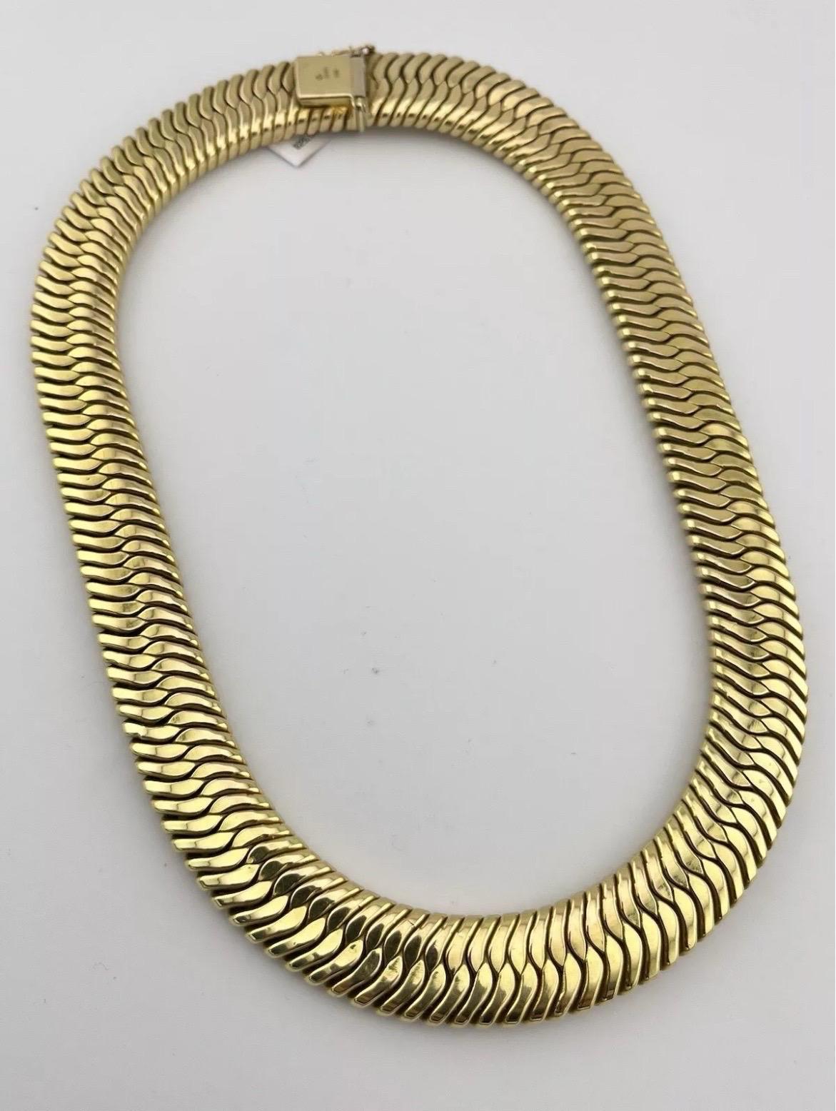 Estate 14k Yellow Gold Italian Flexible Choker Necklace For Sale 7