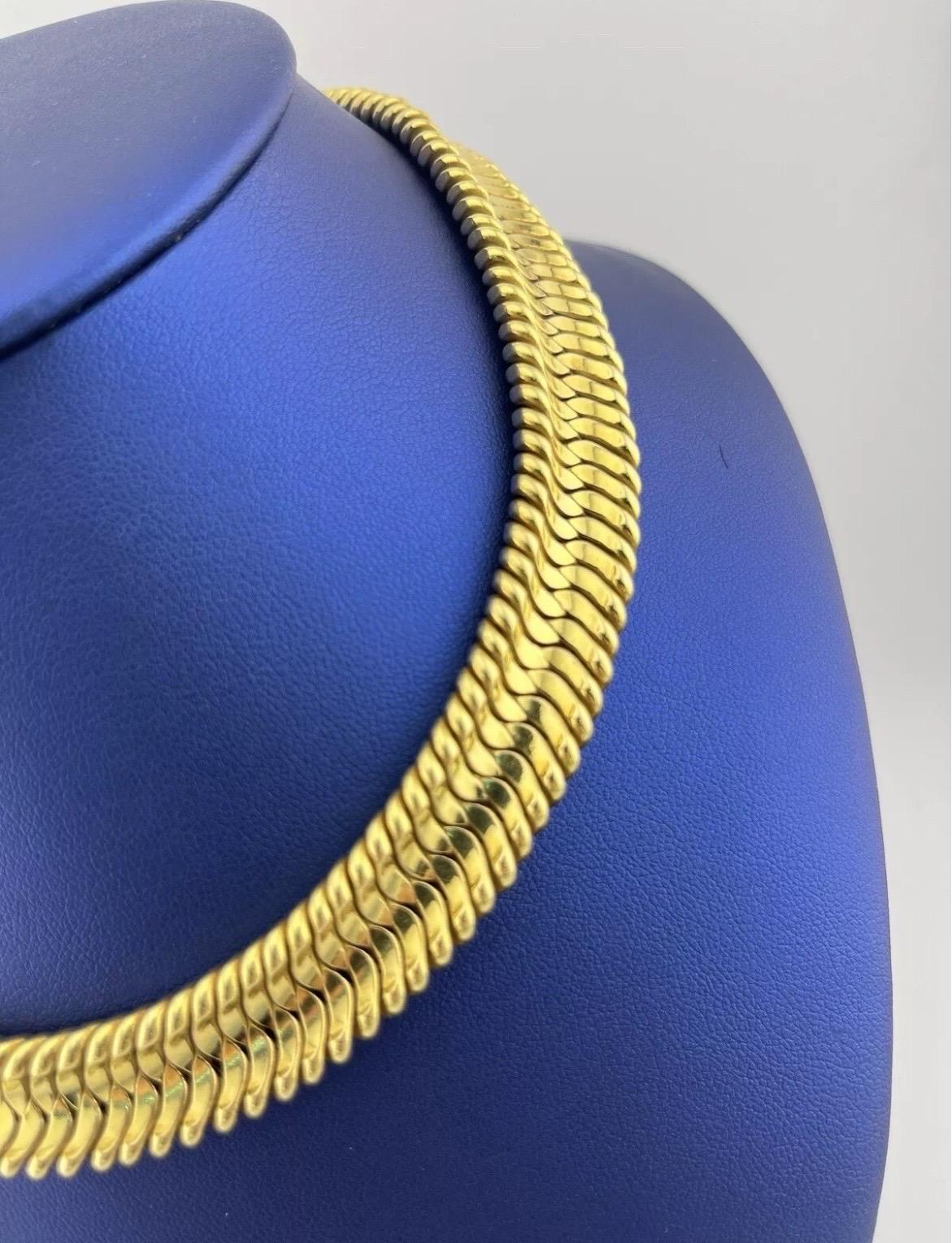 Estate 14k Yellow Gold Italian Flexible Choker Necklace In Good Condition For Sale In Boca Raton, FL