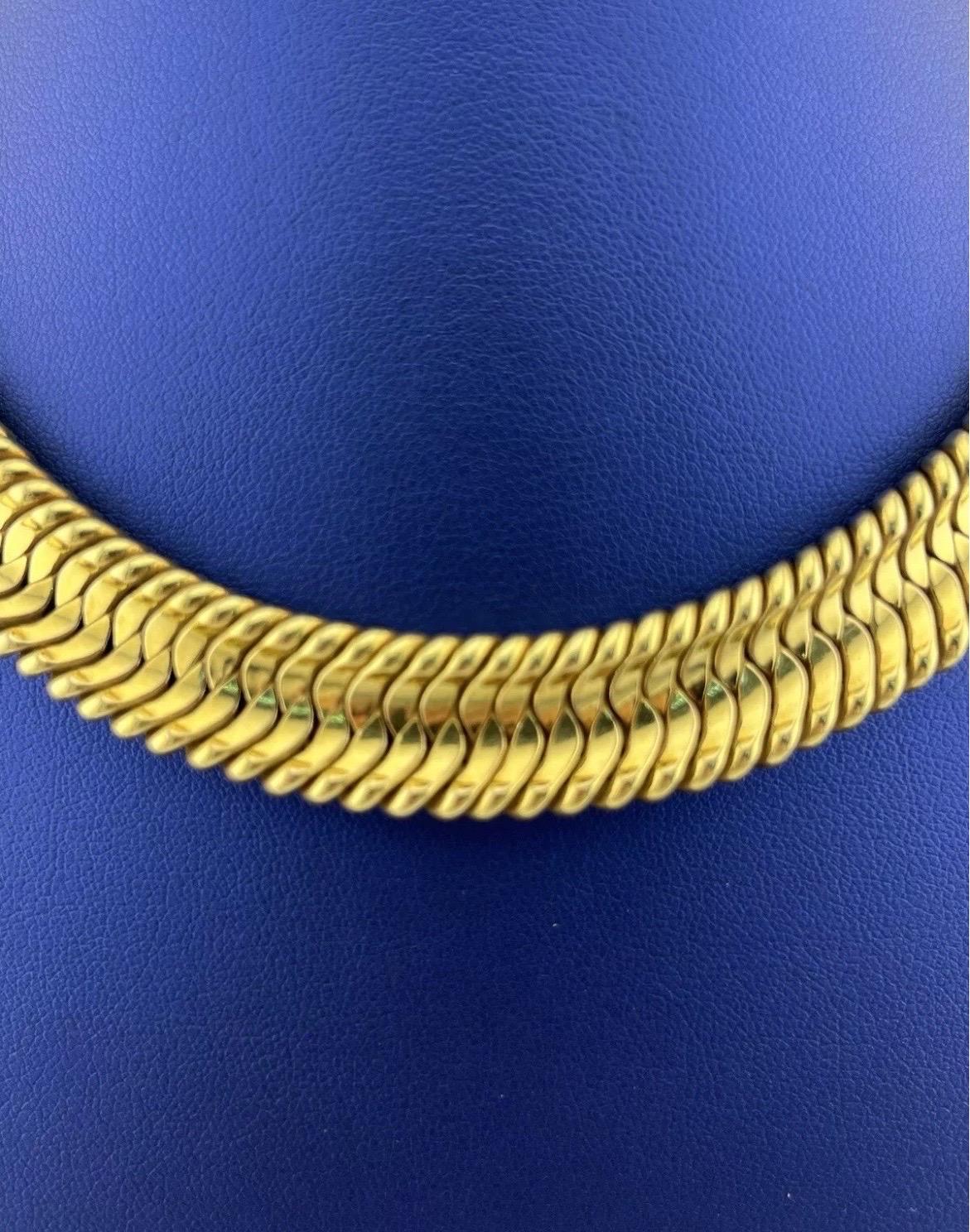 Women's Estate 14k Yellow Gold Italian Flexible Choker Necklace For Sale