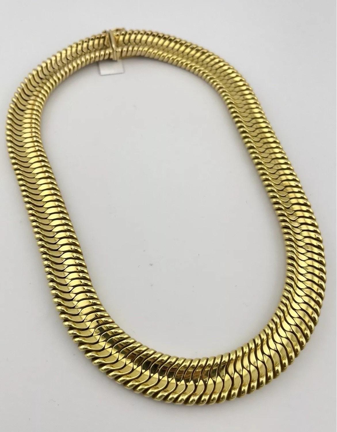 Estate 14k Yellow Gold Italian Flexible Choker Necklace For Sale 3