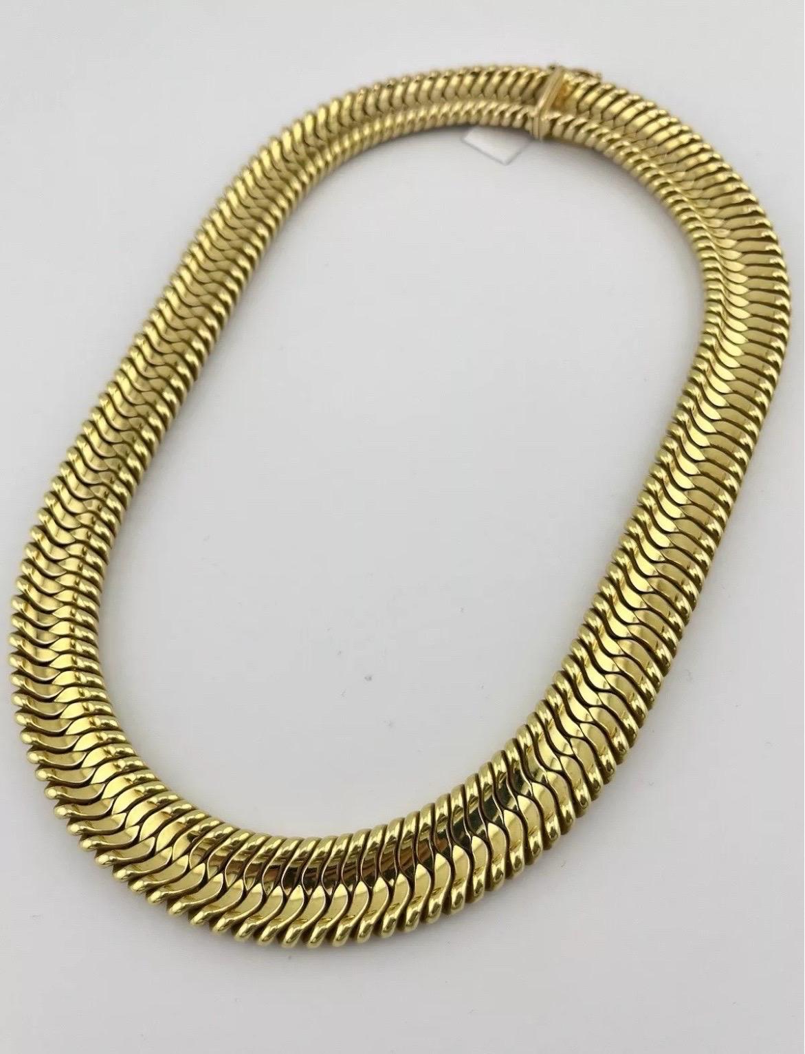 Estate 14k Yellow Gold Italian Flexible Choker Necklace For Sale 4