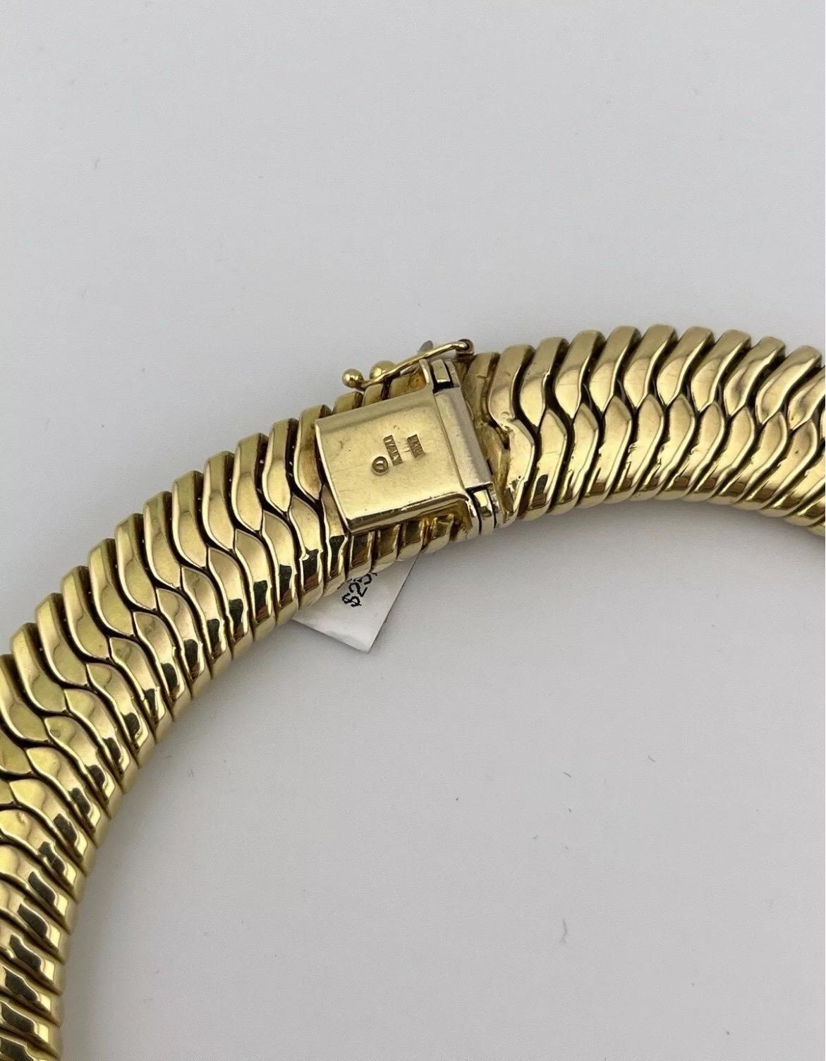 Estate 14k Yellow Gold Italian Flexible Choker Necklace For Sale 5
