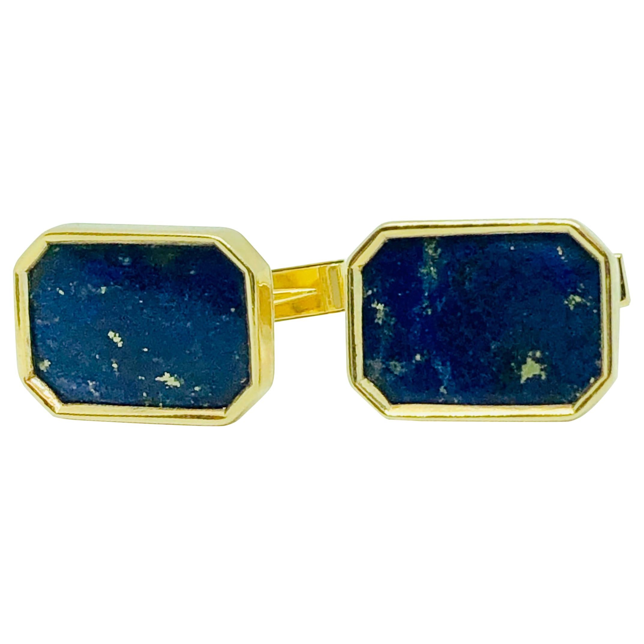 Estate 14 Karat Yellow Gold and Lapis Lazuli Cufflinks