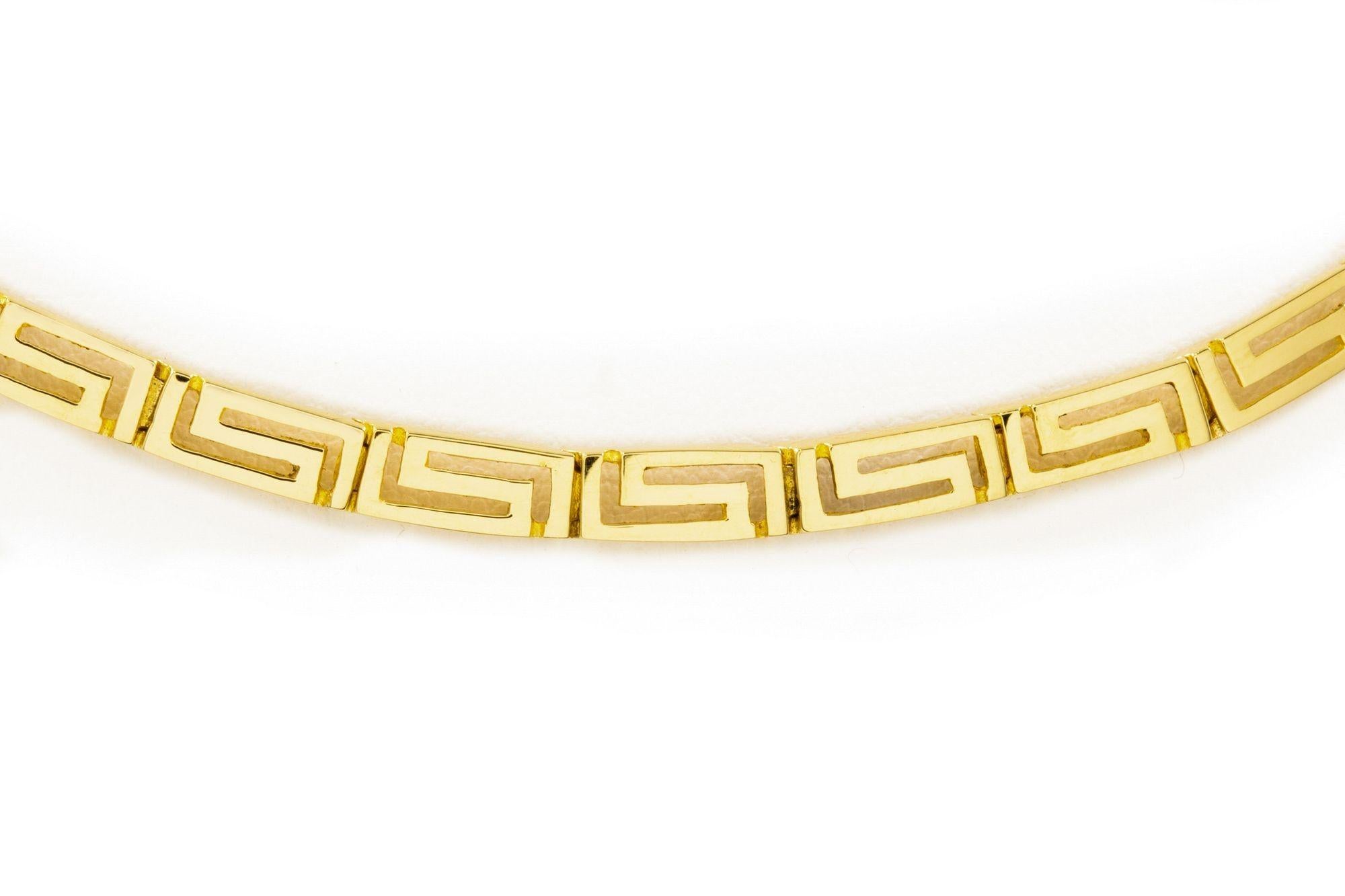 20th Century Estate 14k Yellow Gold & Lapis Lazuli Greek-Key Choker Necklace