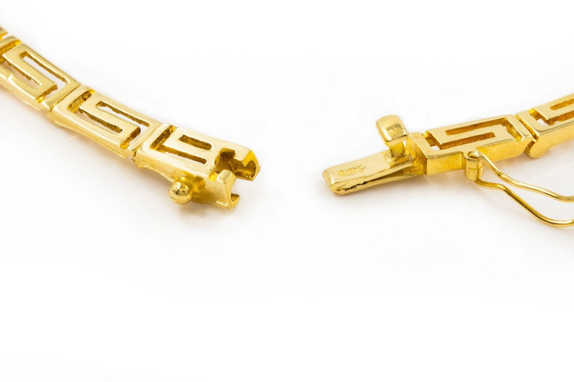 Estate 14k Yellow Gold & Lapis Lazuli Greek-Key Choker Necklace 1