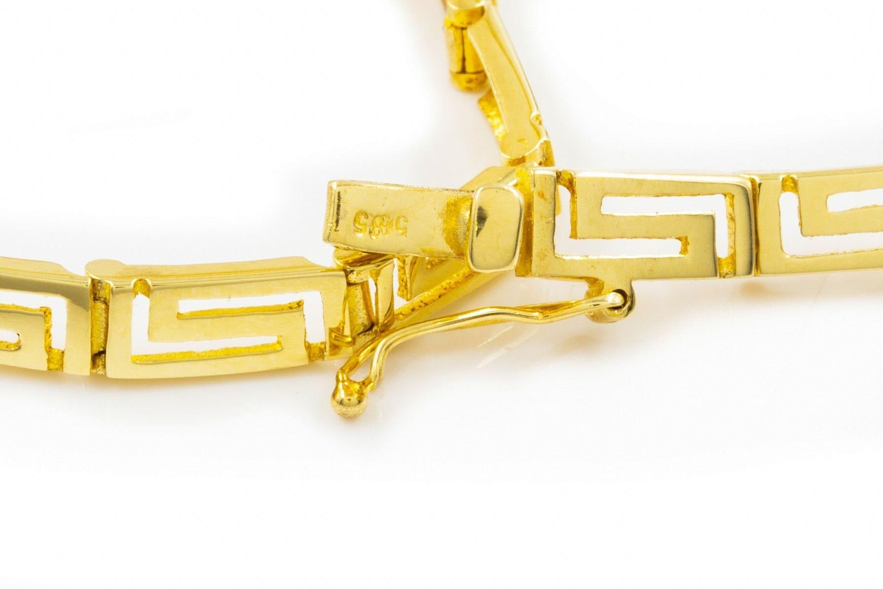 Estate 14k Yellow Gold & Lapis Lazuli Greek-Key Choker Necklace 2
