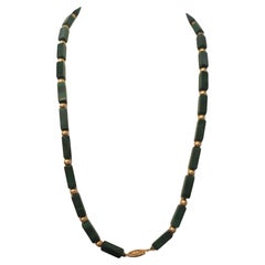Collier en or jaune 14K de malachite et perles d'or - VHK#40b