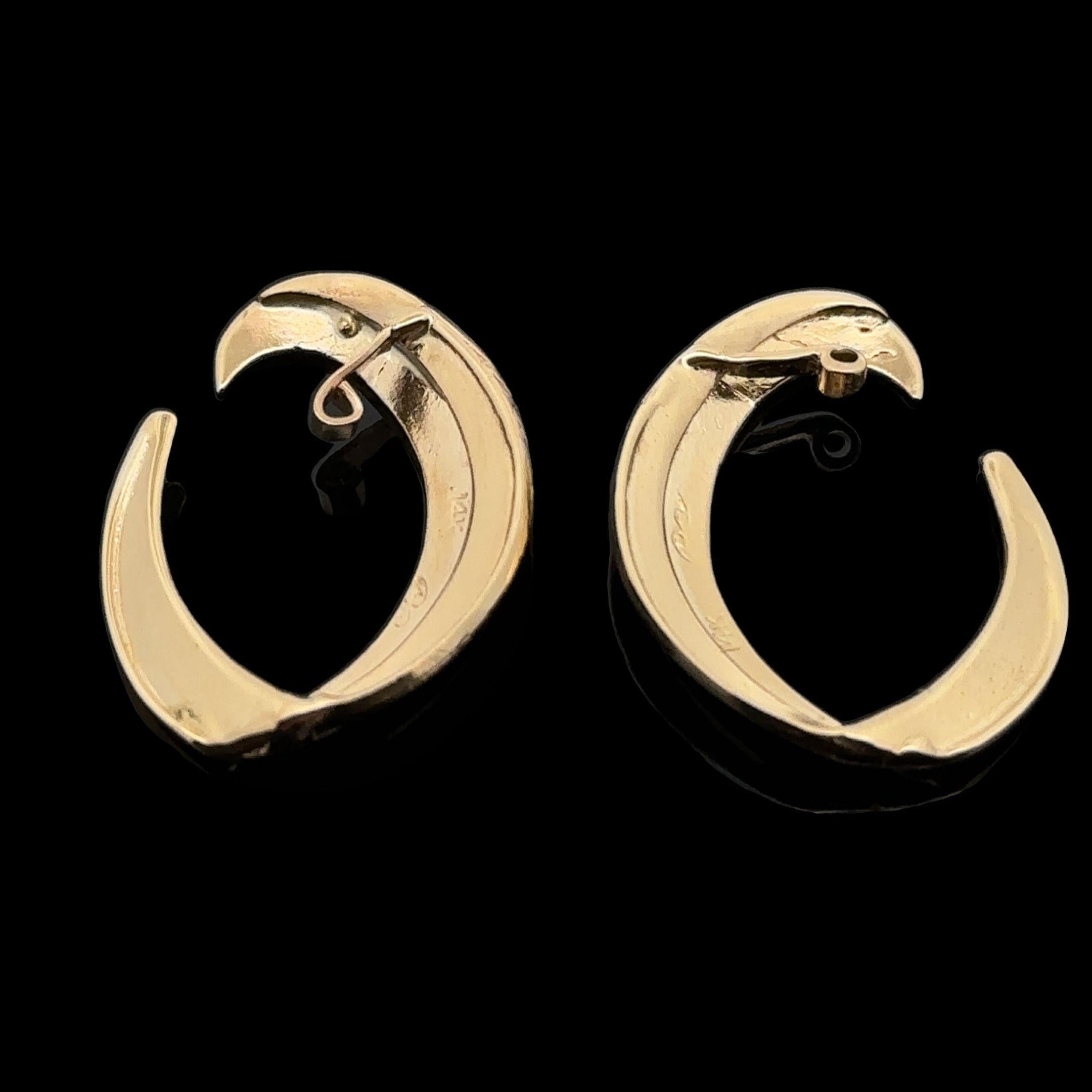 De las mujeres Estate 14k Yellow Gold Open Crescent Charm Jackets Earring Enhancer en venta