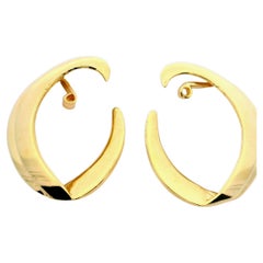 Estate 14k Yellow Gold Open Crescent Charm Jackets Earring Enhancer Estate 14k Yellow Gold Open Crescent Charm Jackets Earring Enhancer