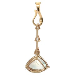 Estate 14k Yellow Gold Oregon Sunstone Diamond Enhancer Dangle Drop Pendant
