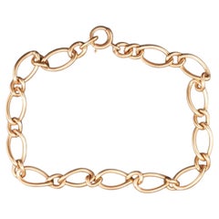 Estate 14K Yellow Gold Oval Link Bracelet - VHK#587b