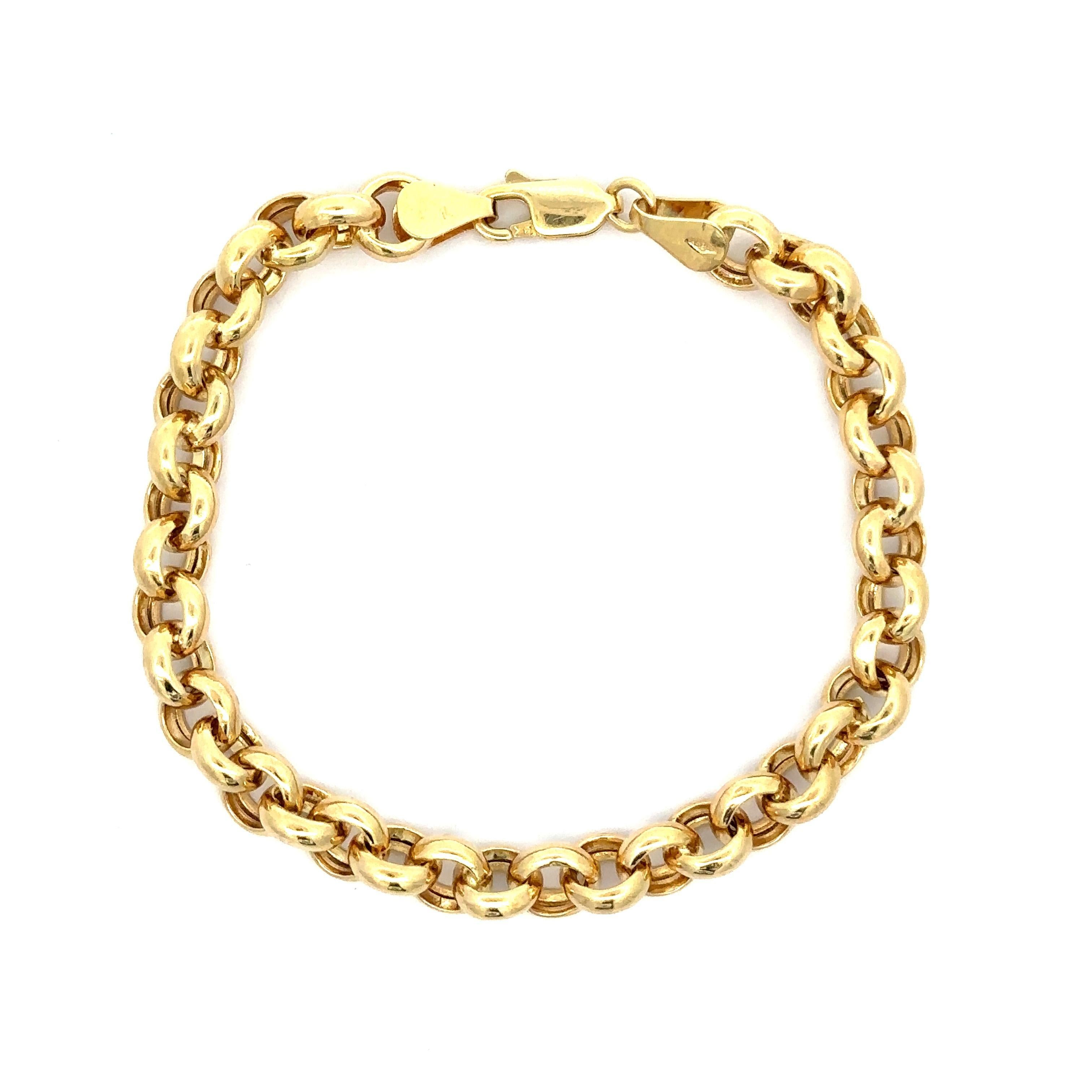 De las mujeres Estate Pulsera de eslabones de cadena Rolo abullonada de oro amarillo de 14k 6,5 pulg. en venta