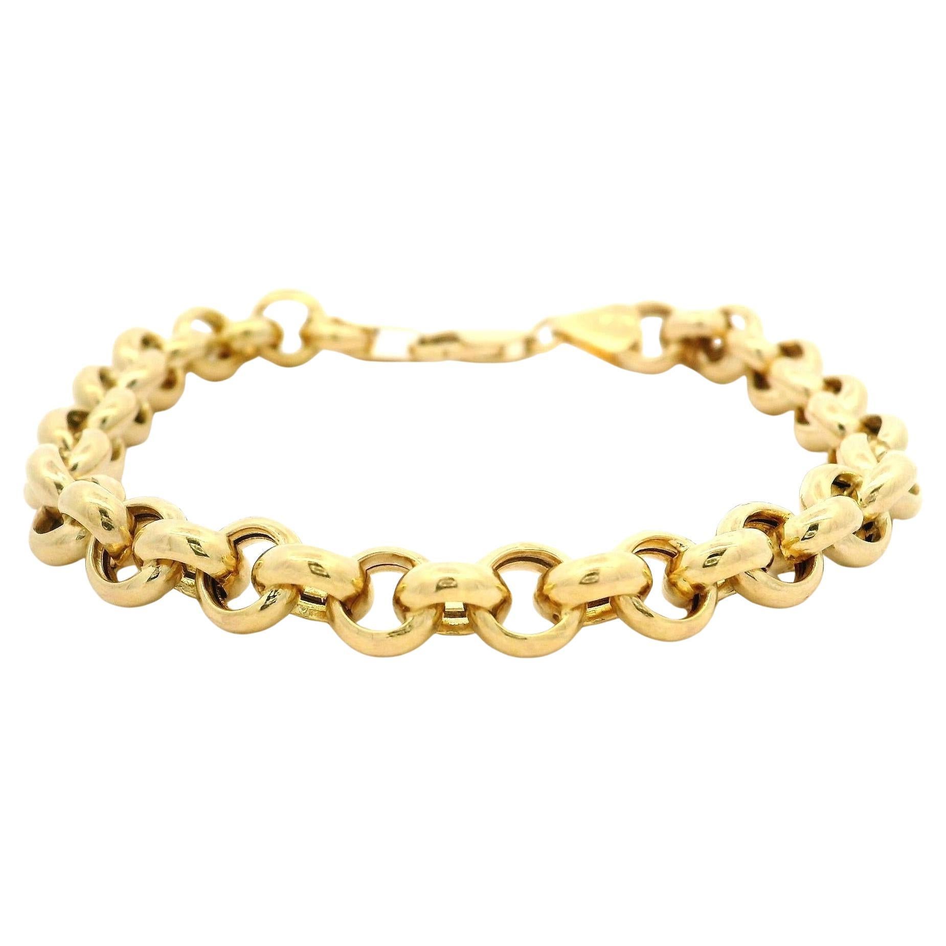 Estate 14k Yellow Gold Puffed Rolo Chain Link Bracelet 6.5in